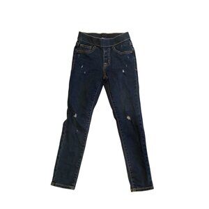 Cat & Jack Girls Distressed Jegging Size 6X Blue Denim Elastic Waist